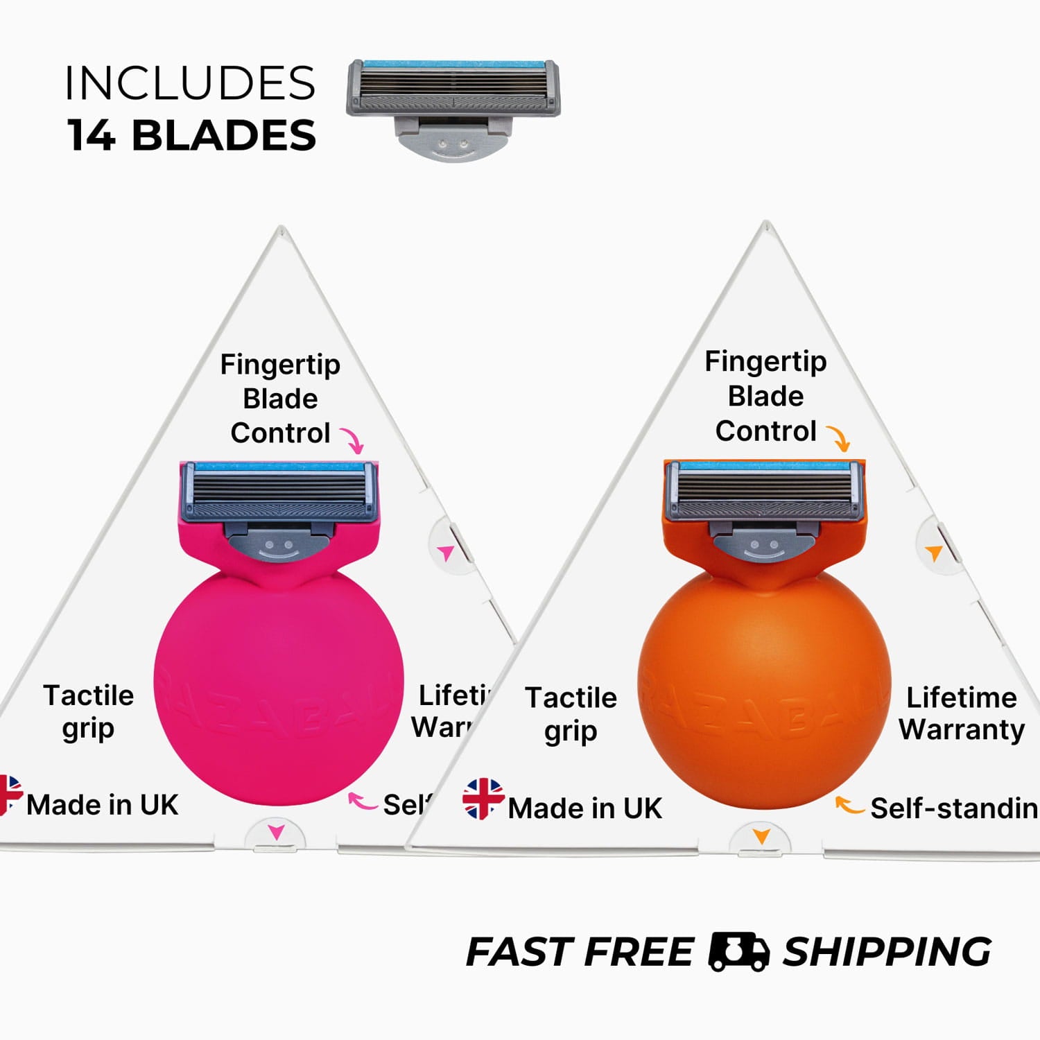 Promo Twin Pack - 2 RAZABALLs with 14 Premium Magnaclip Cartridge Blades