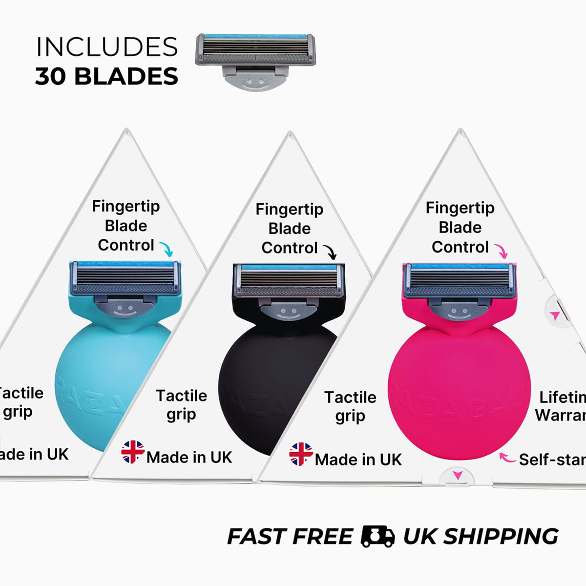 Triple Treat - 3 RAZABALLs with 30 Premium Magnaclip Cartridge Blades